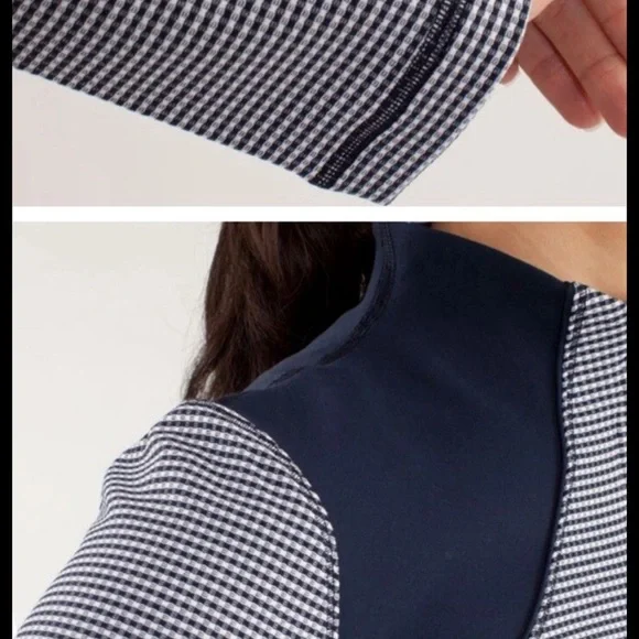 Lululemon Forme Jacket Gingham Blue Check Zip Front Size 2 - Picture 4 of 16